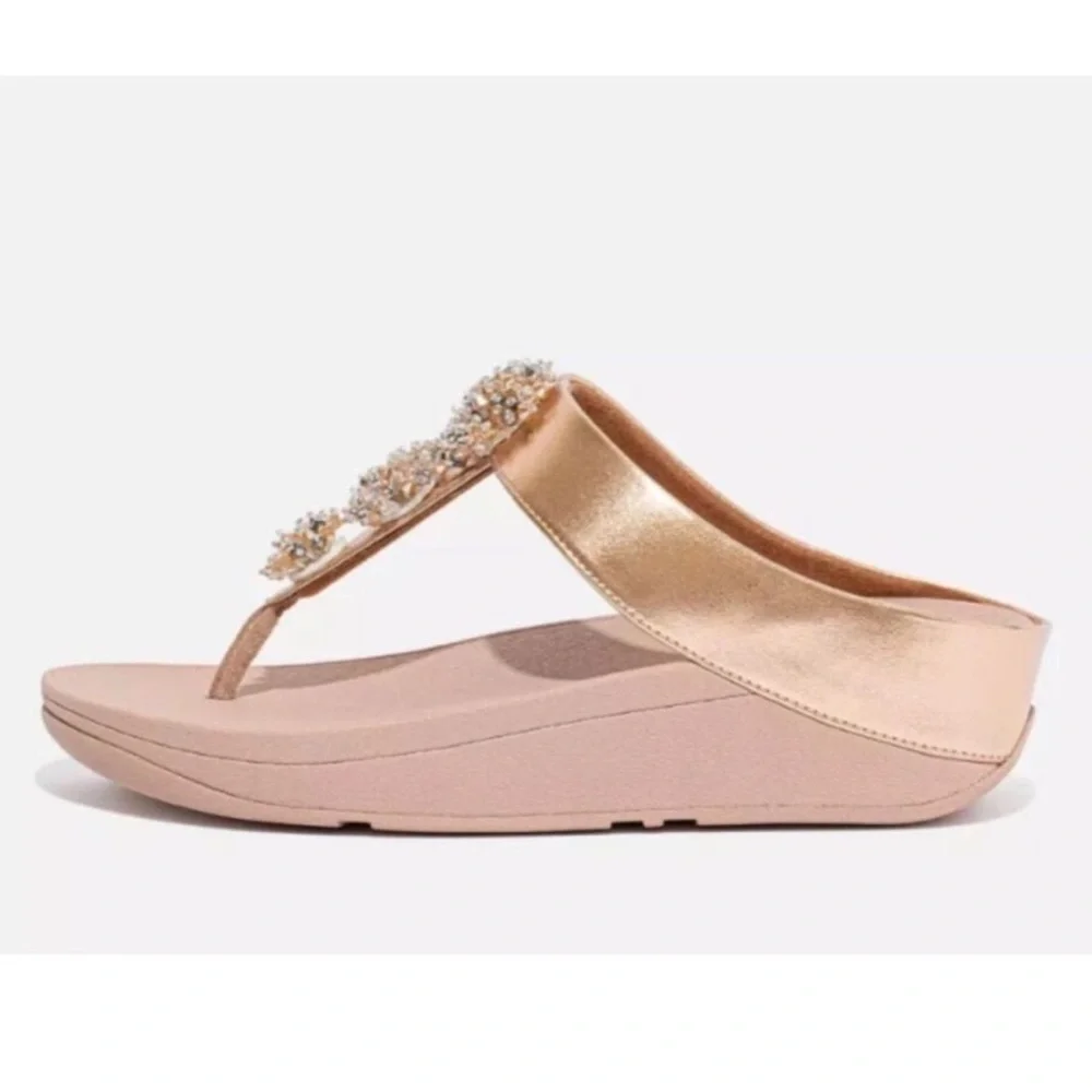 Fitflop Galaxy Toe Thong Rose Gold Sandals Size 9